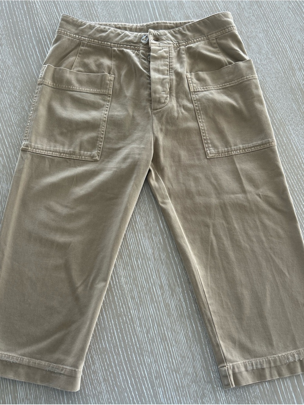 James Perse Culotte Capri Pants Womens 28 Tan Cotton Twill Stretch Minimalist